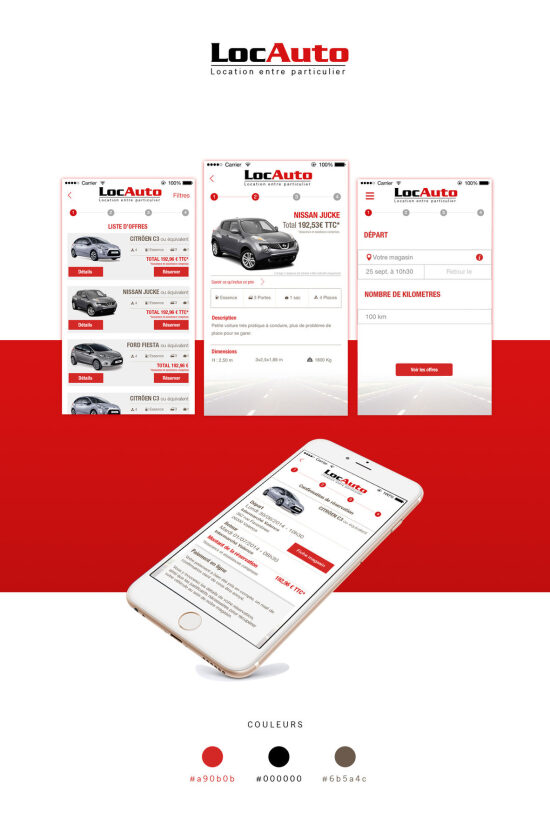 Application mobile de location de voitures